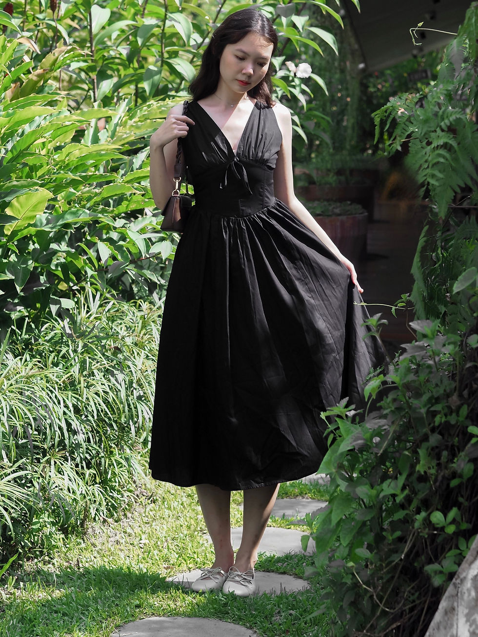 Thumbnail: Main Character Ribbon Midaxi Dress (BLACK) 