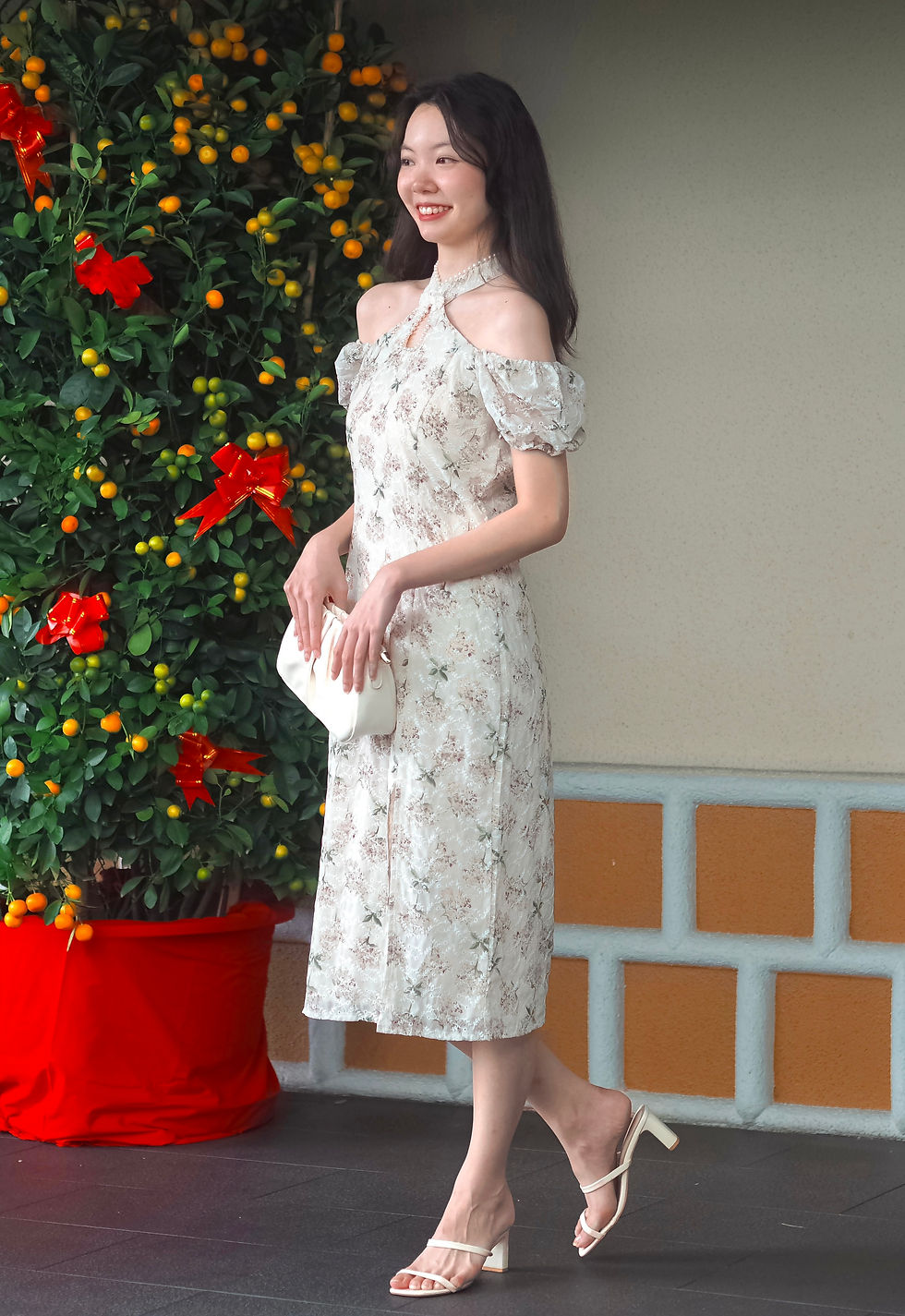 Thumbnail: Bloom Anew 2-Way Halter Modern Cheongsam Slip Dress