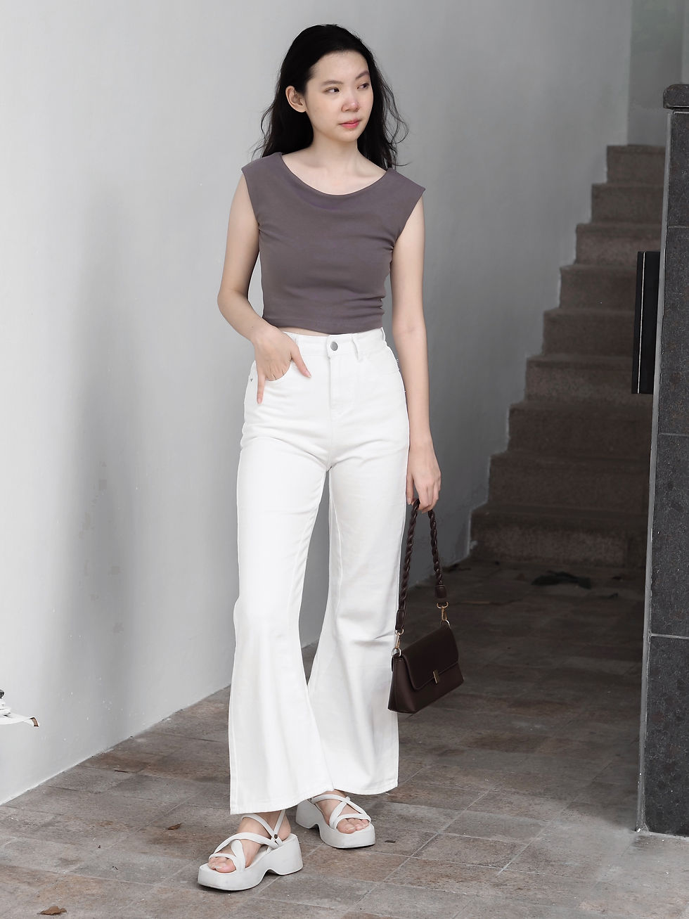 Thumbnail: Statement Denim Boot Cut High Waist Jeans