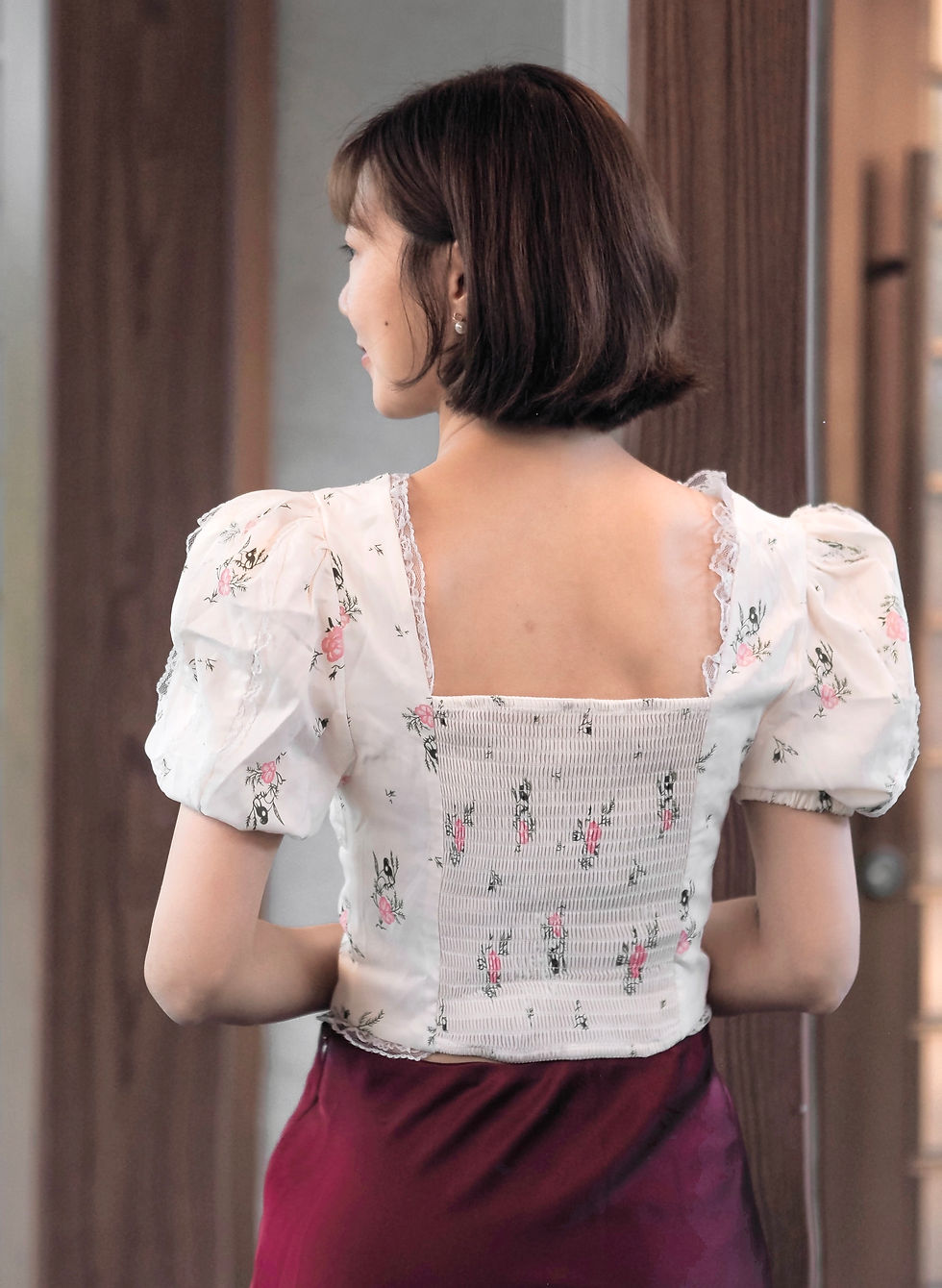 Thumbnail: Meet Me in Spring Floral Sweetheart Puff Sleeve Top