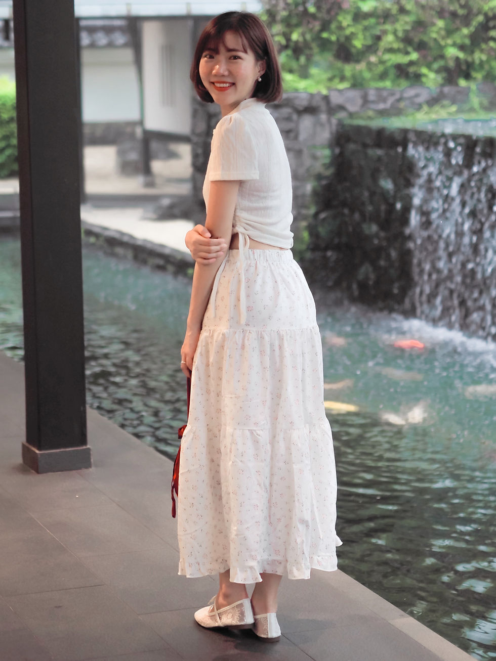 Thumbnail: Sweet Harmony Modern Cheongsam Ruched Sleeve Top (PEARL WHITE)
