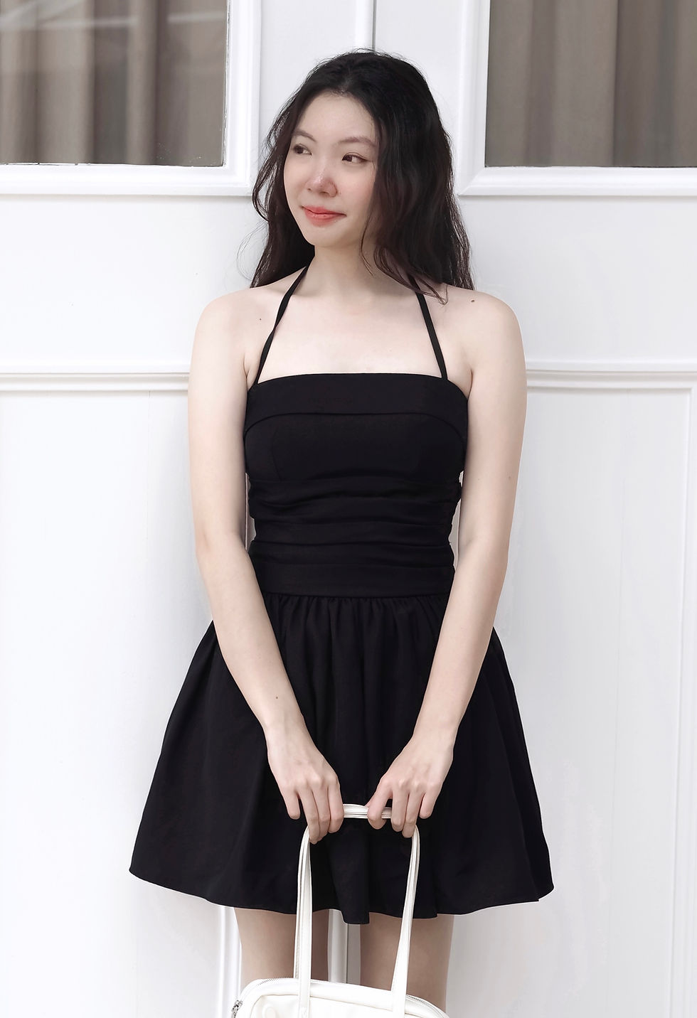 Thumbnail: Doppelgänger 2-way Padded Ruched Halter / Tube Dress (BLACK)