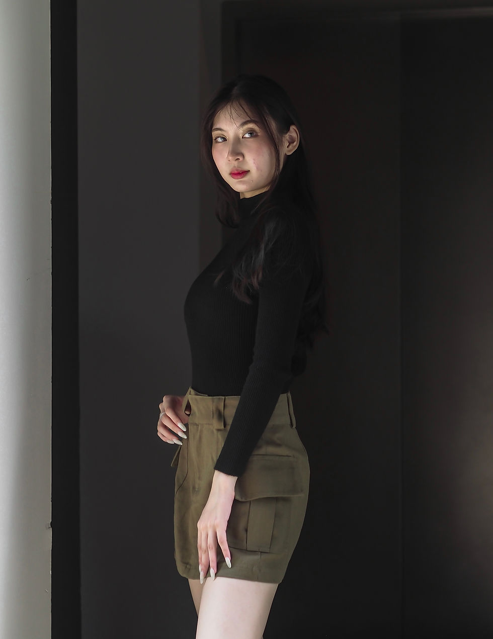Thumbnail: Endless Ease High Neck Long Sleeve Ribbed Knit Top 
