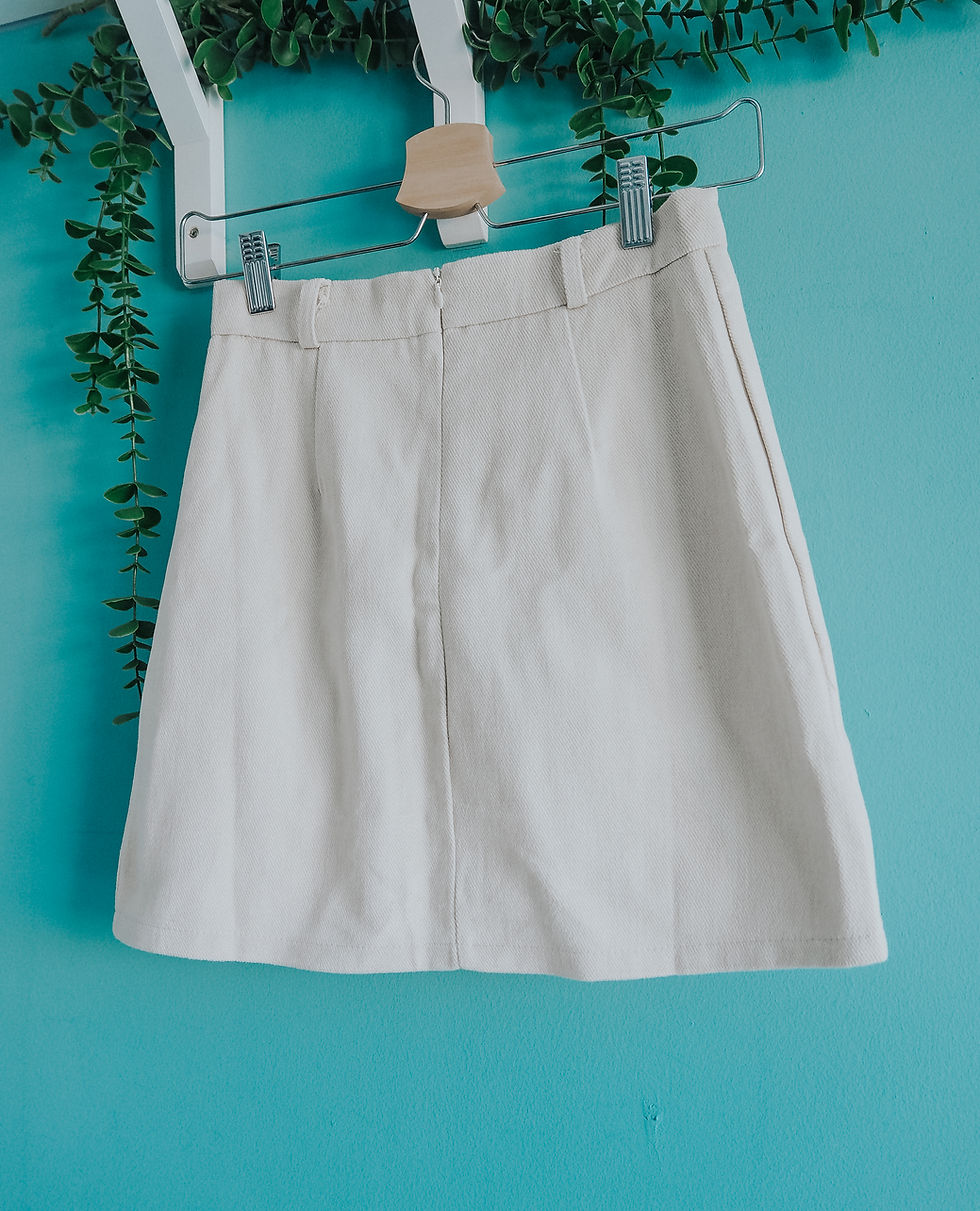 Thumbnail: Claudette Side Silt Suede Skirt [CREAM]