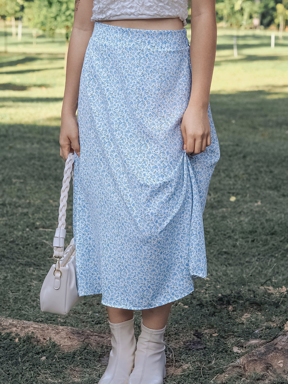 Thumbnail: [BUNDLE SET] Butterflies Again Rose Petalled Top x Fields of Florella Skirt   