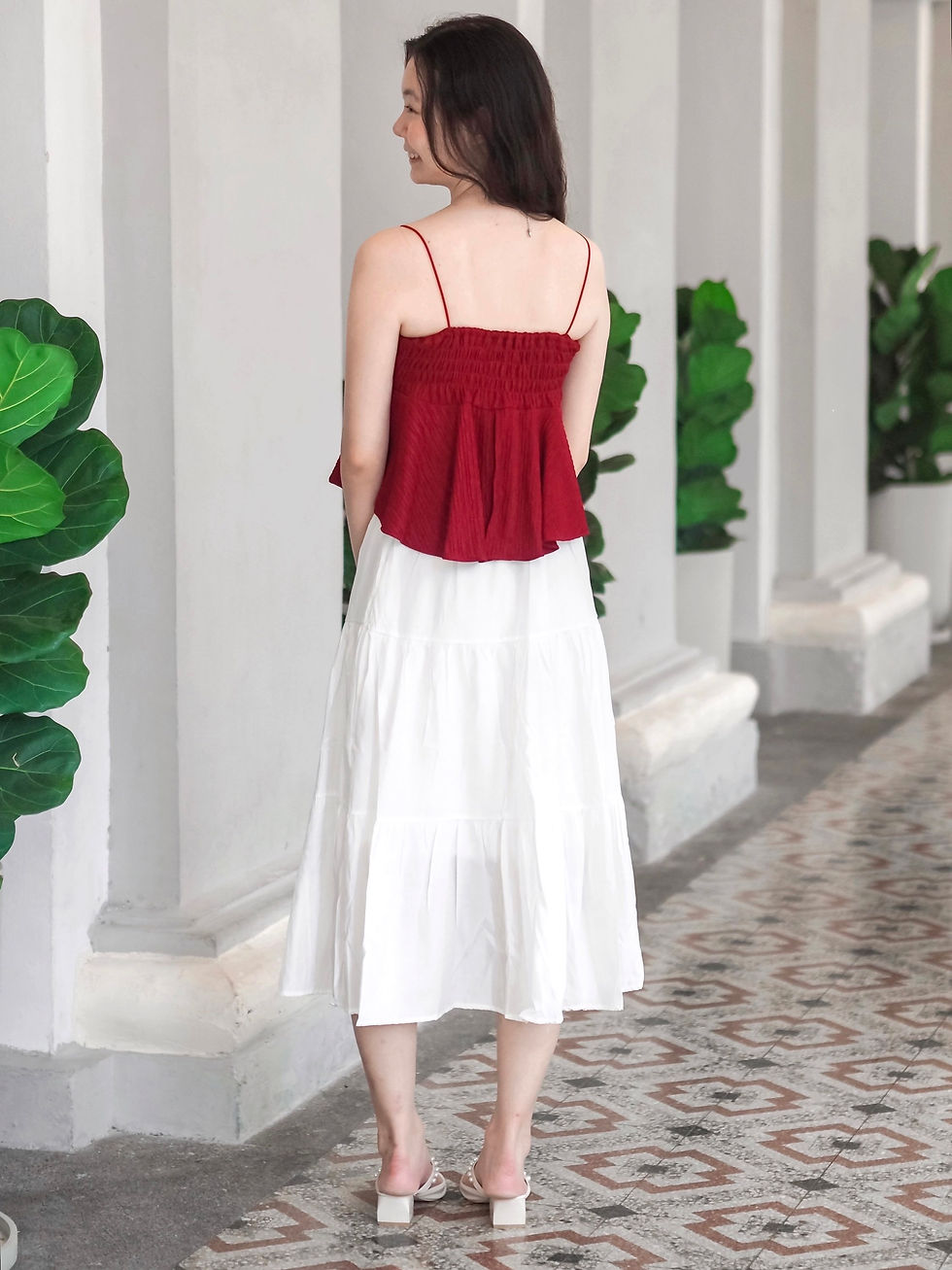 Thumbnail: Sweet Sixteen Ruched Flutter Babydoll Top (RUBY RED)