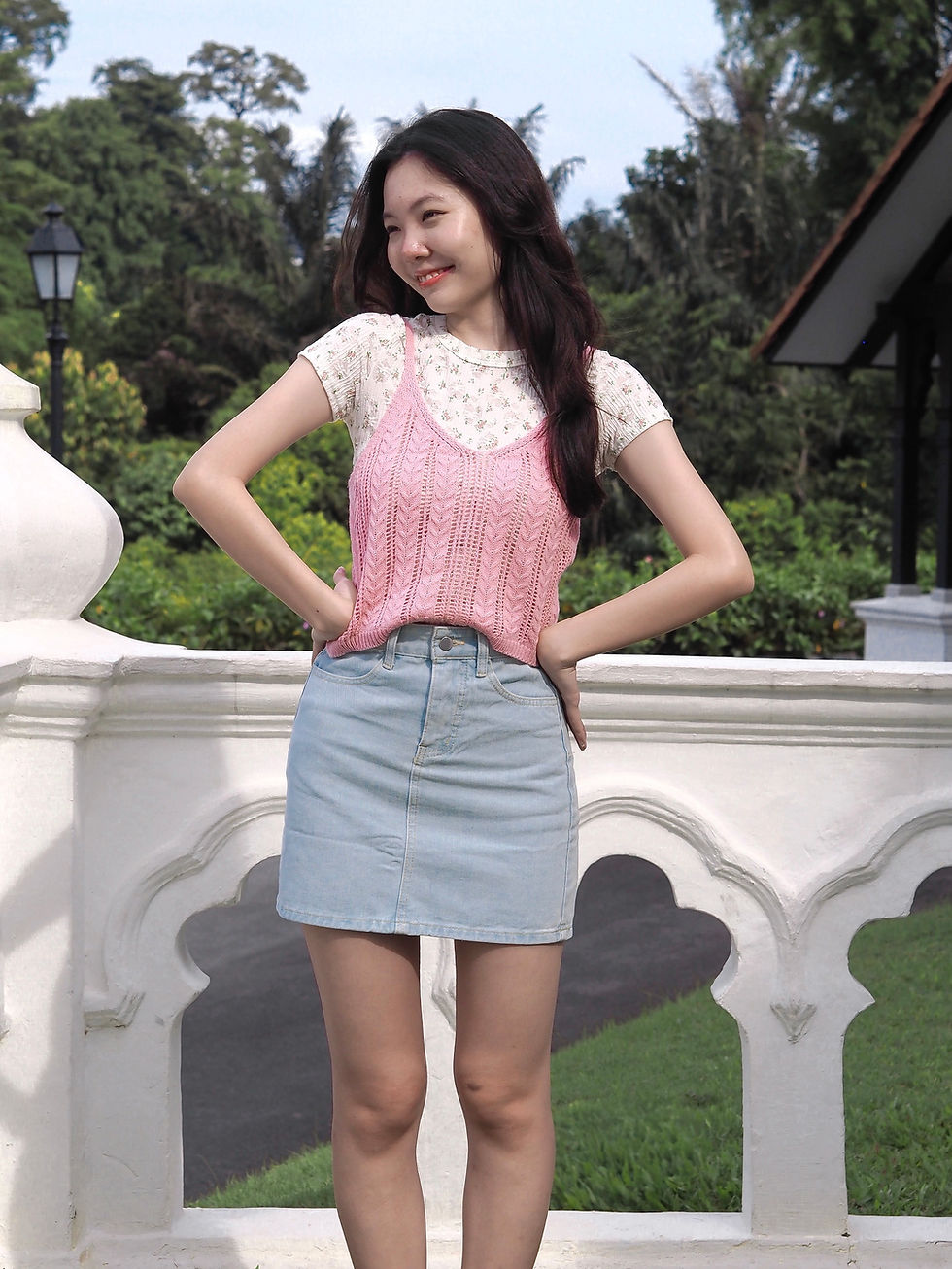 Thumbnail: Bloom, Baby, Bloom 2 Piece Crochet Vest Knit Top  + Floral Sleeve Top Set (PINK)