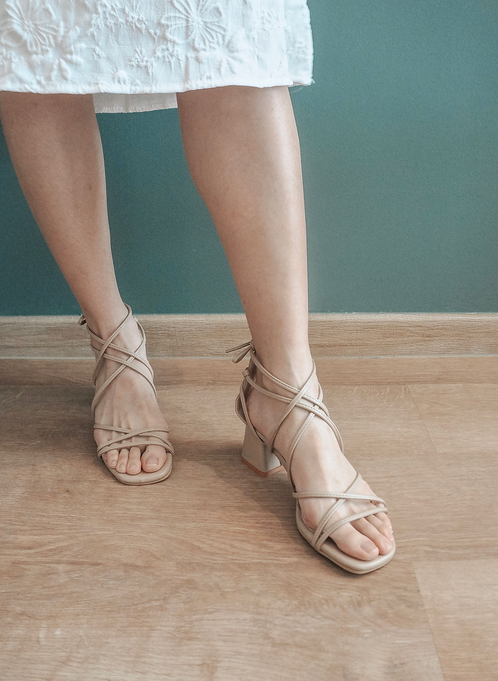 Thumbnail: Ballerina Blush Lace-up Low Block Heels