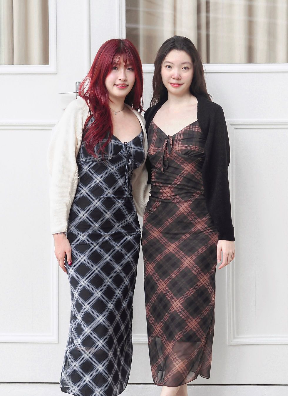 Thumbnail: [BUNDLE SET] Bottega Plaid Spag Dress Fluffy Bliss Knit Bolero