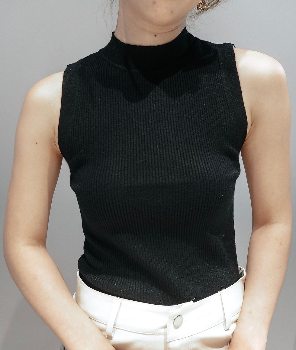 Thumbnail: Comfort Days High Neck Knit Top [BLACK]