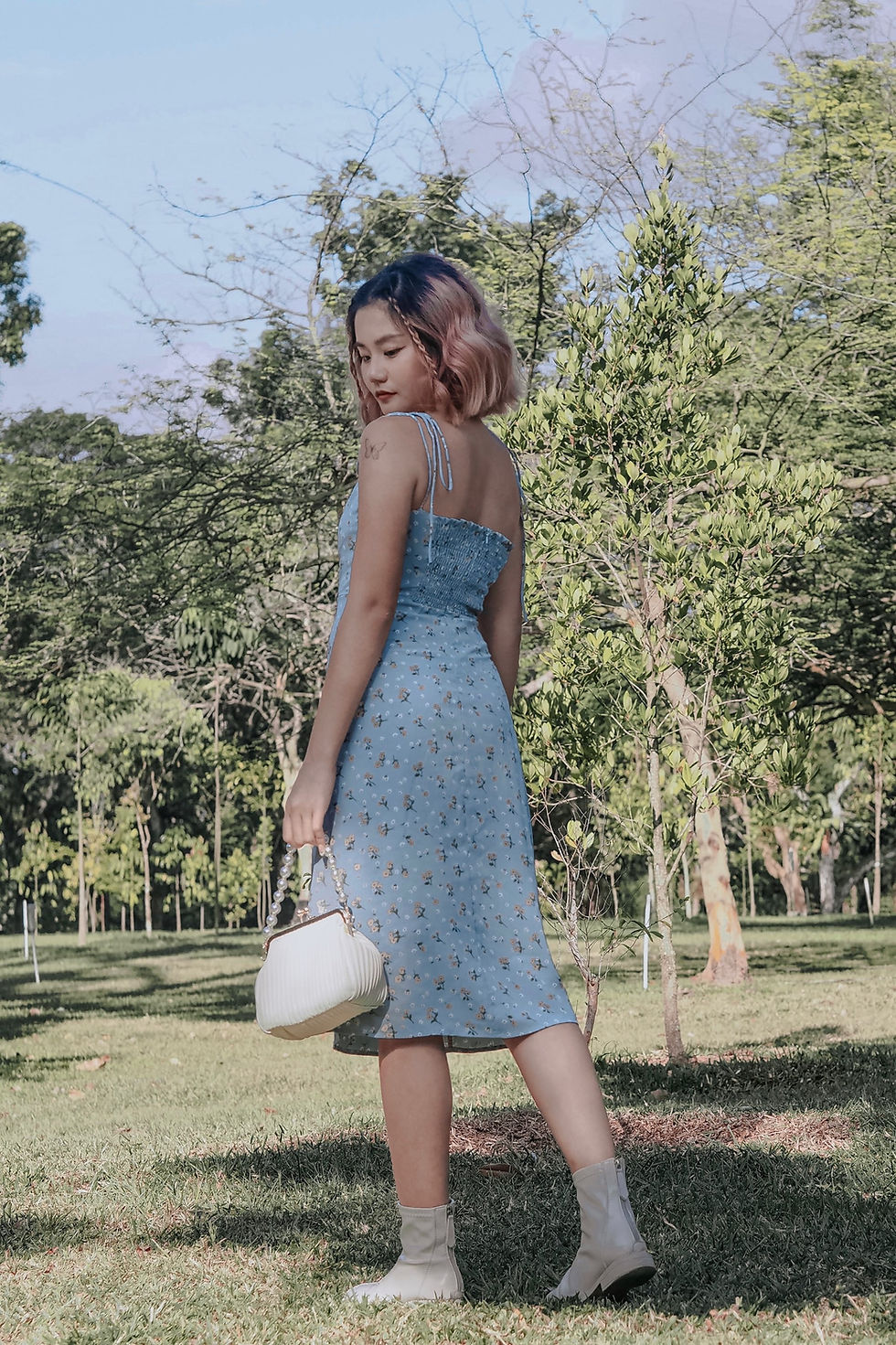 Thumbnail: Fields of the Daisies Shoulder-Tie Midi Slip Dress 
