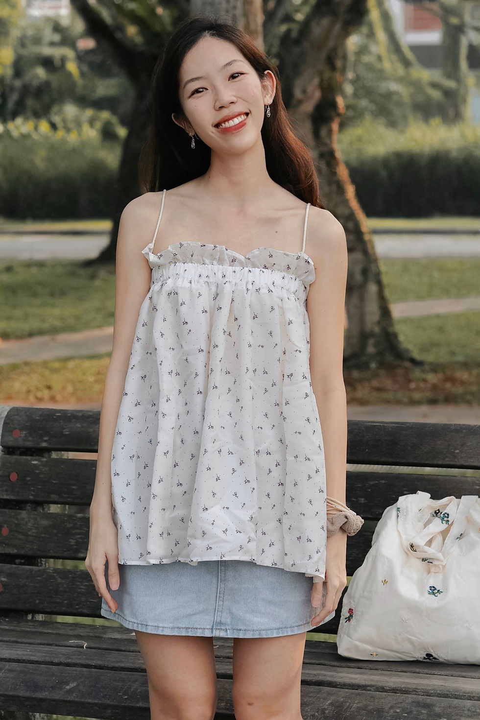 Thumbnail:  [BUNDLE SET] Scent of Magnolia Top x Fresh Breeze Floral Denim Skirt   