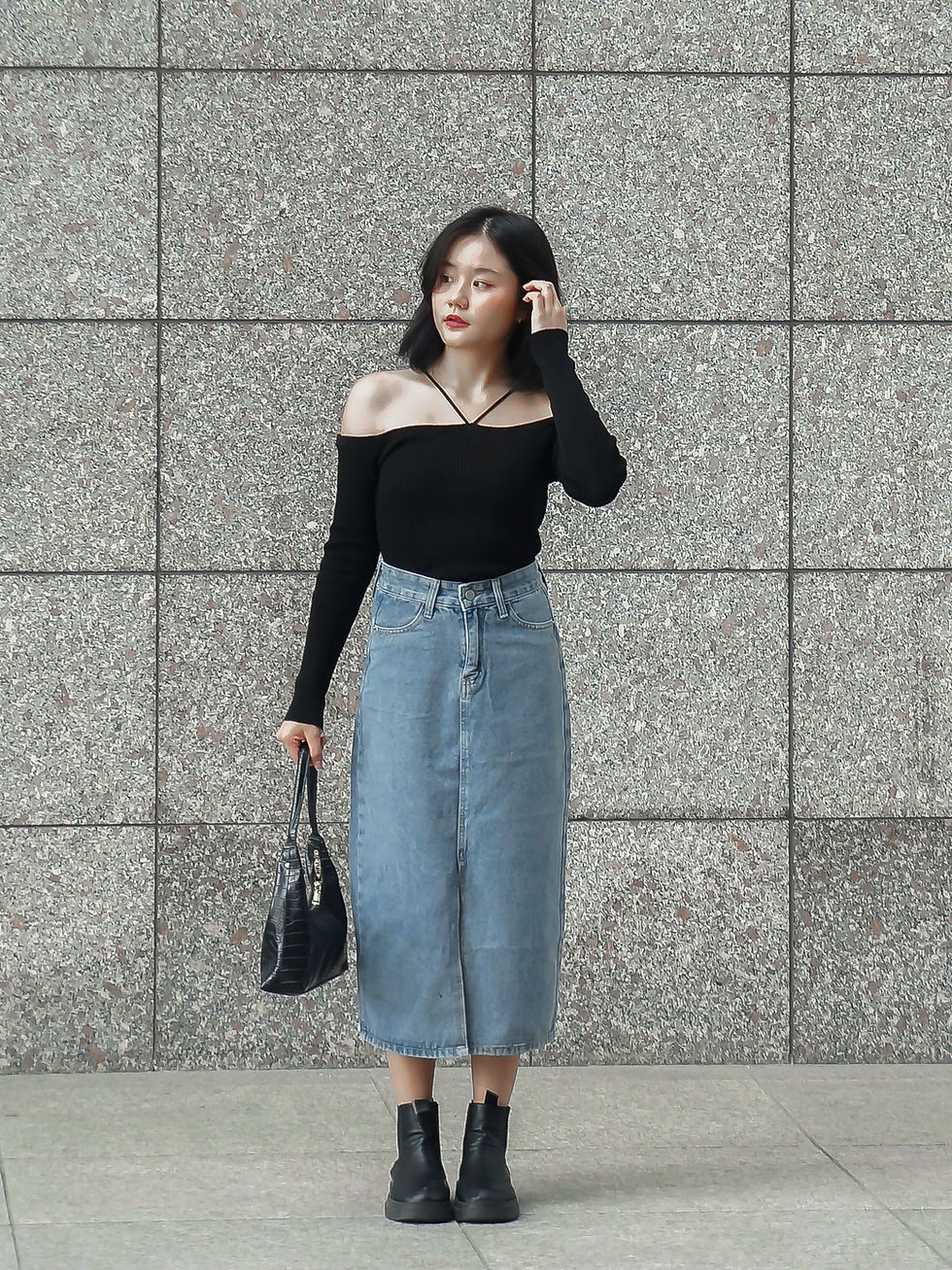 Thumbnail: First Impressions Mid Silt Denim Midi Skirt