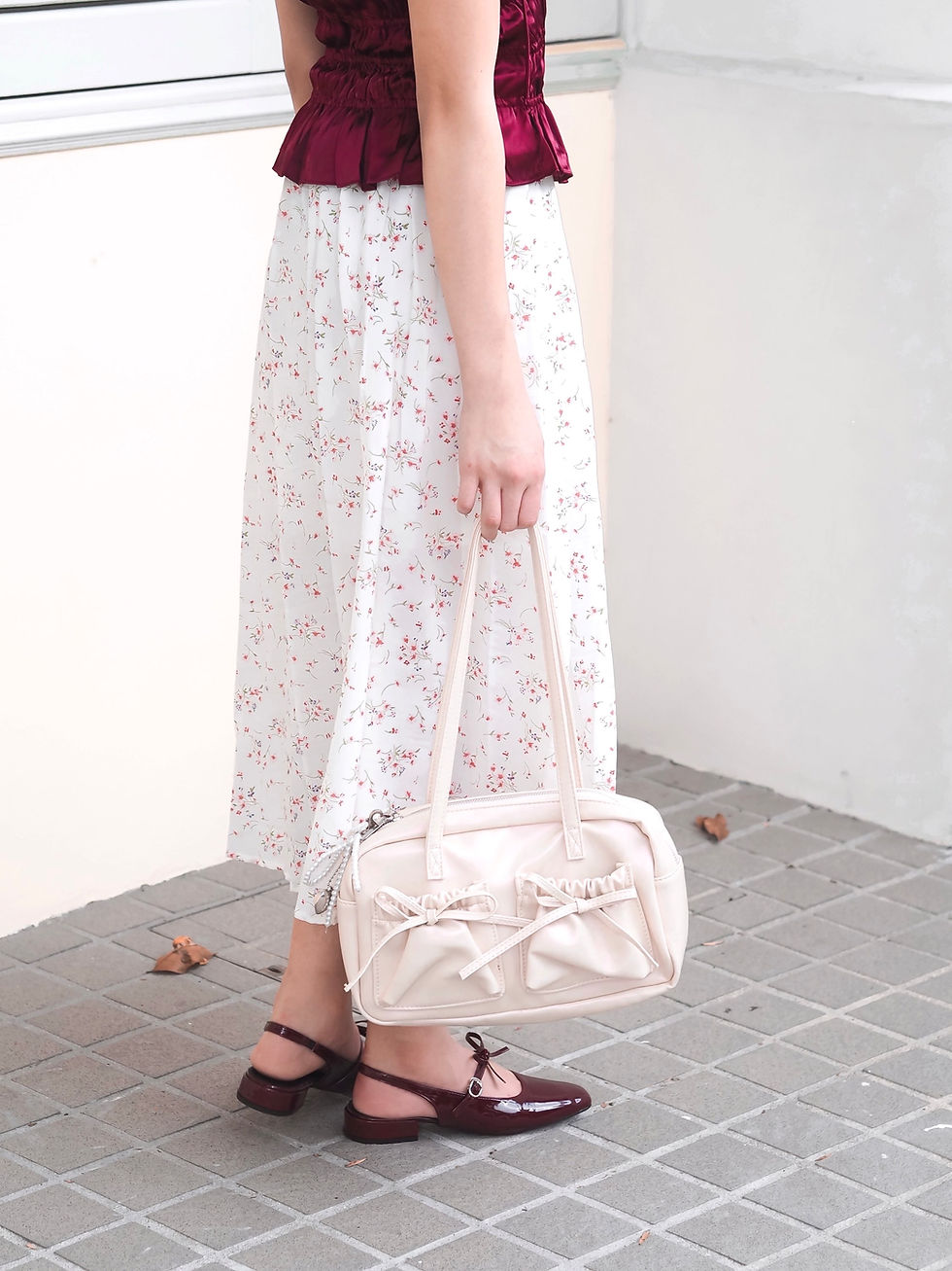 Thumbnail: Red Ruby Ribbon Slingback Low Block Mary Janes 
