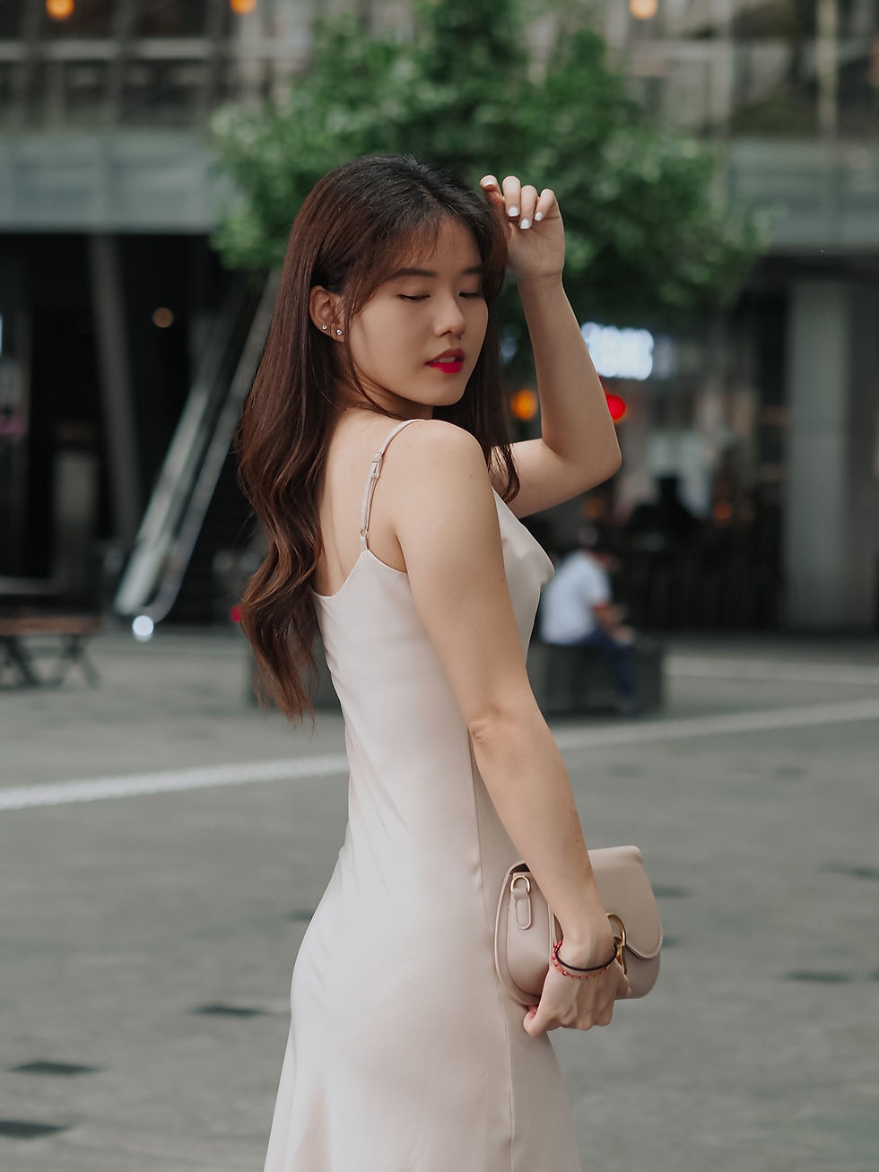 Thumbnail: Moonlight Satin Cowl Neck Midi Dress (CHAMPAGNE) 