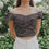 Thumbnail: Vintage Antoinette Floral Sweetheart Top (BLACK)