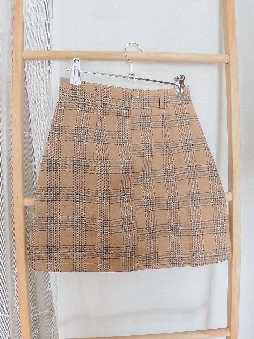 Thumbnail: Tea on the Porch Checkered Plaid Skirt [KHAKI BROWN]