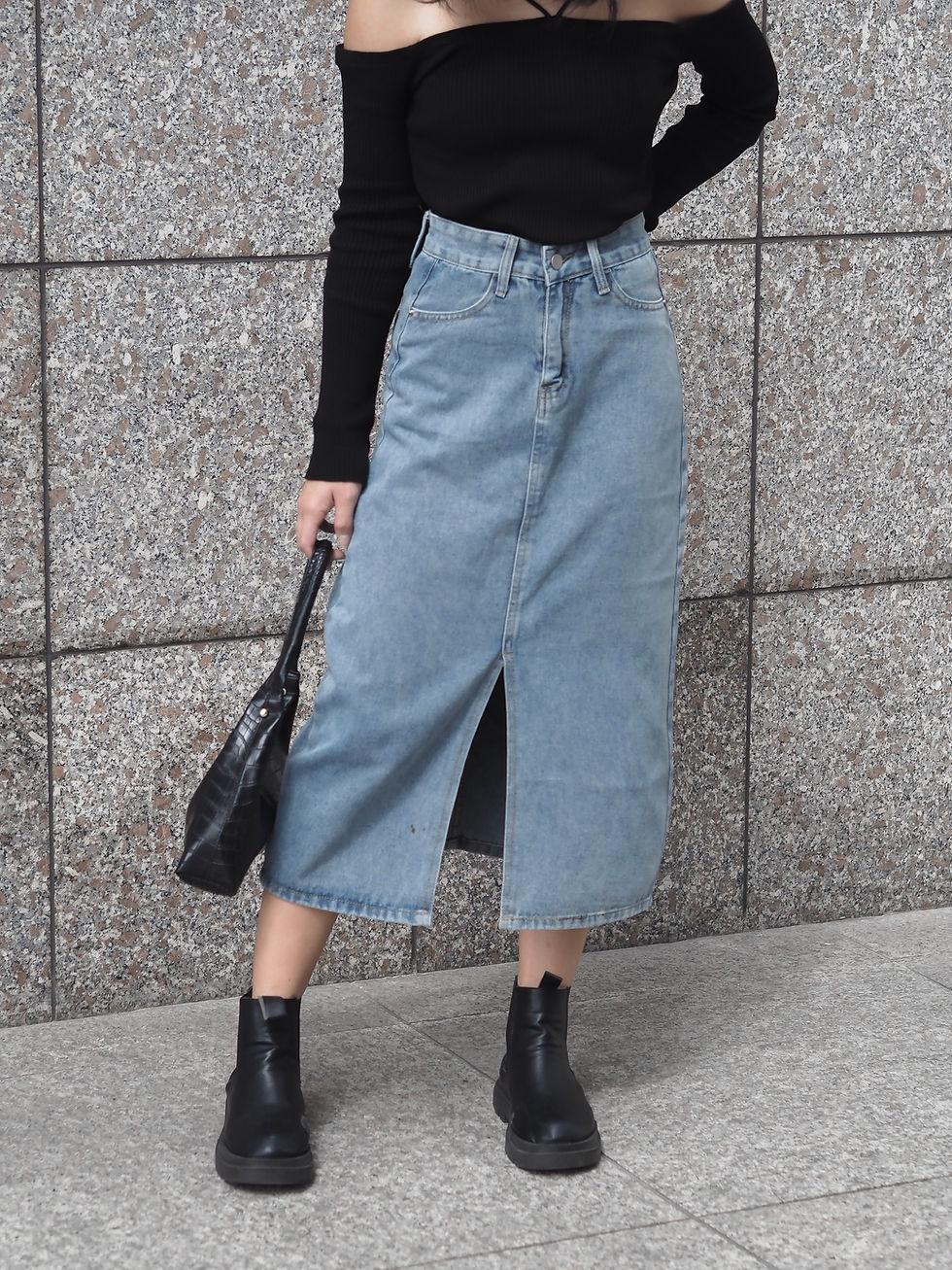 Thumbnail: First Impressions Mid Silt Denim Midi Skirt