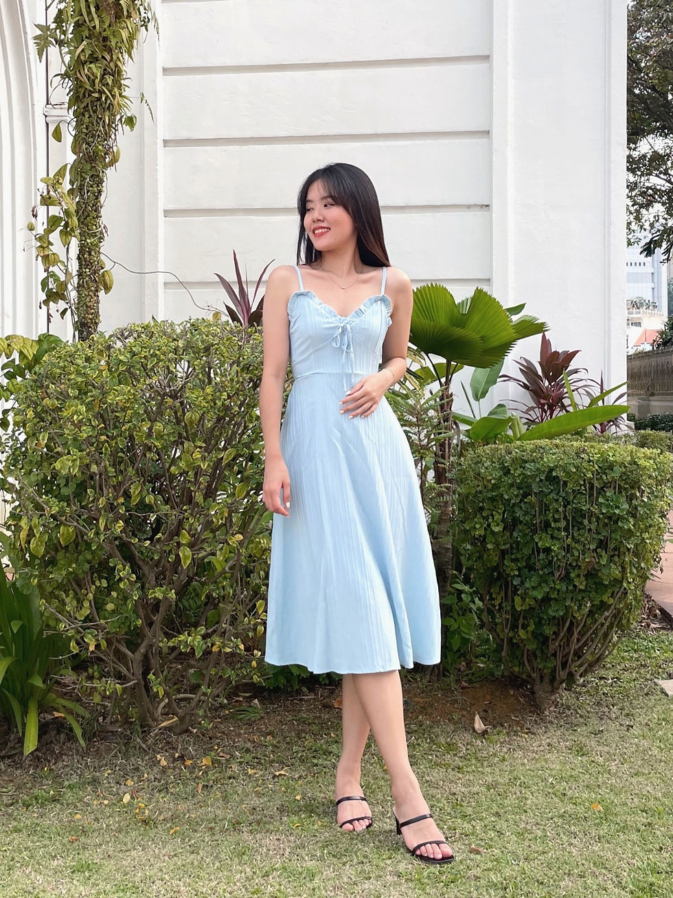 Thumbnail: Songs of Love Ruffle Midi Dress (BABY BLUE)