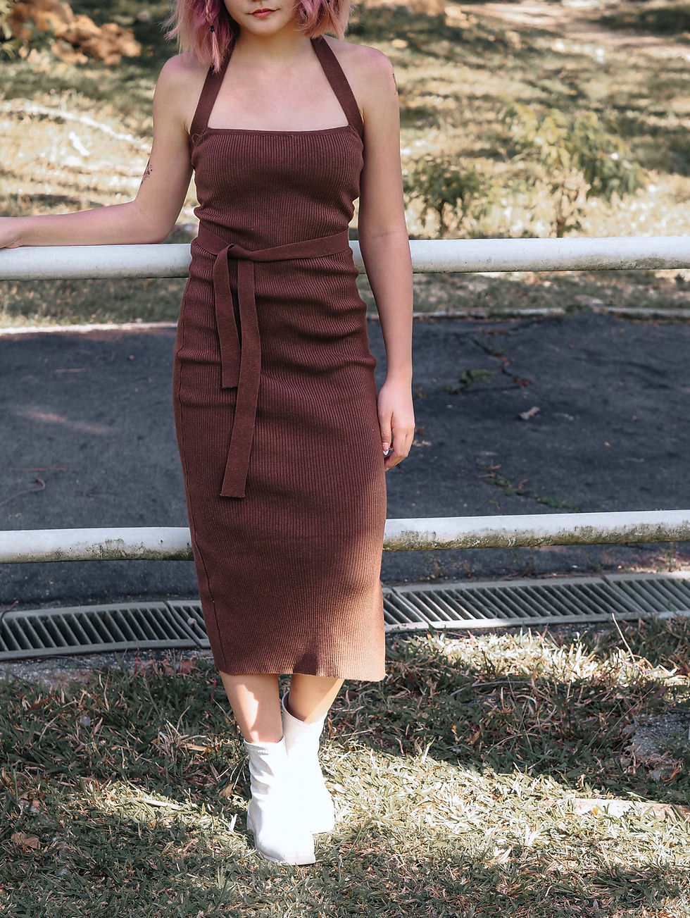 Thumbnail: Vintage Muse Ribbon Ribbed Knit Slip Dress