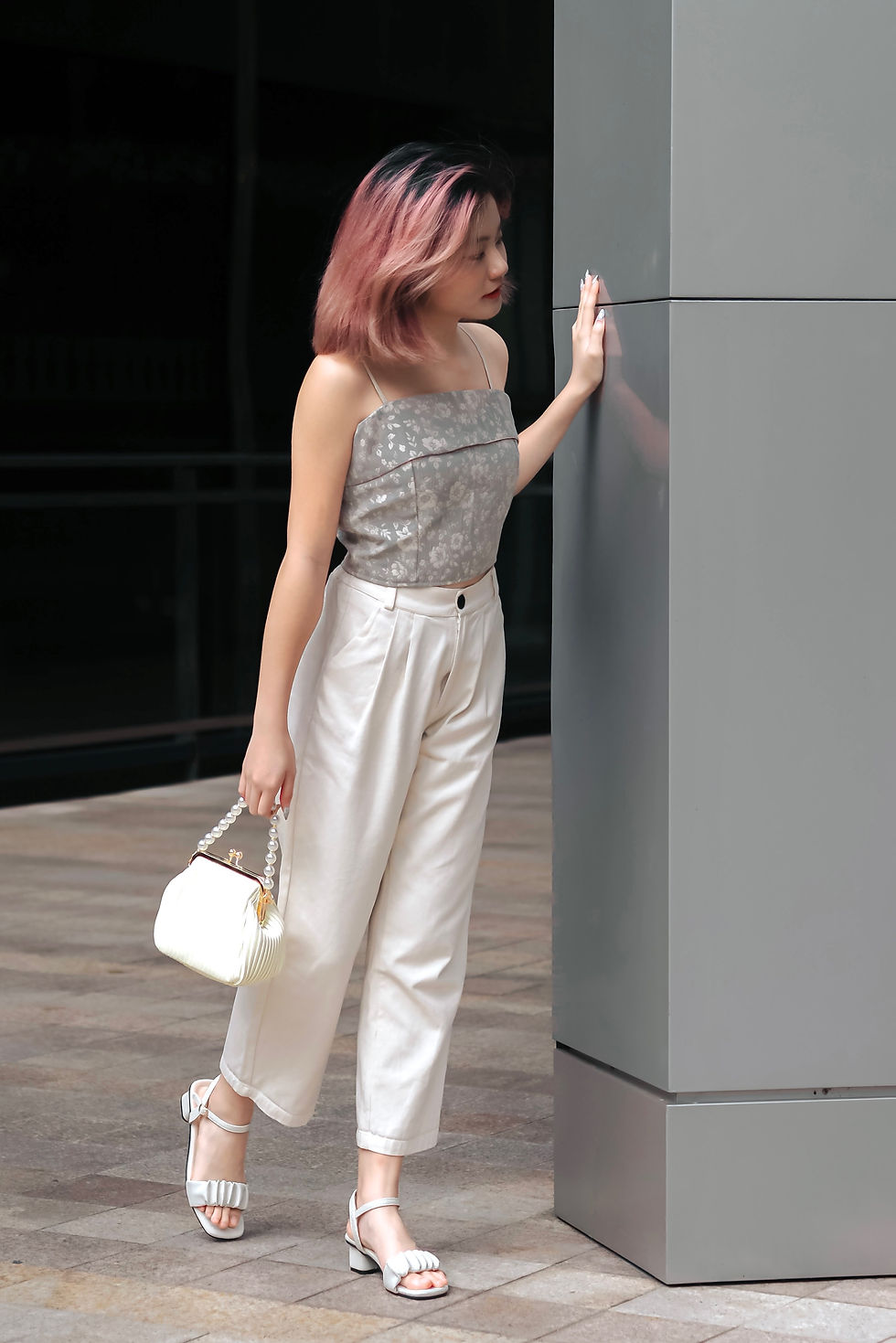 Thumbnail: Gabrielle Tailored Straight Cut Pants (CREAM WHITE)