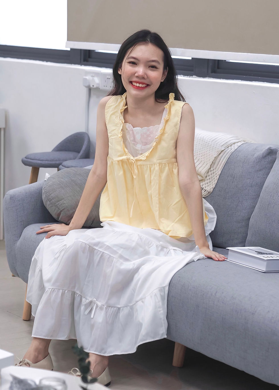 Thumbnail: The Cottage Girl One-Piece Ribbon Crochet Top (PASTEL YELLOW)