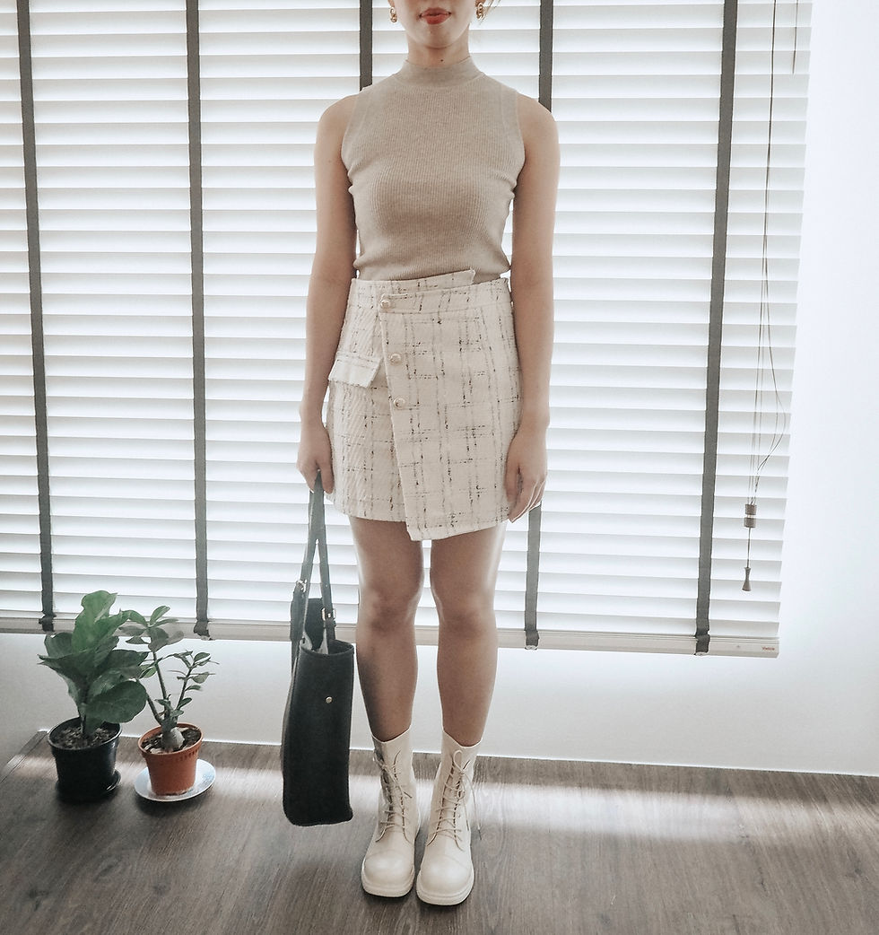 Thumbnail: Comfort Days High Neck Knit Top [OATMEAL]