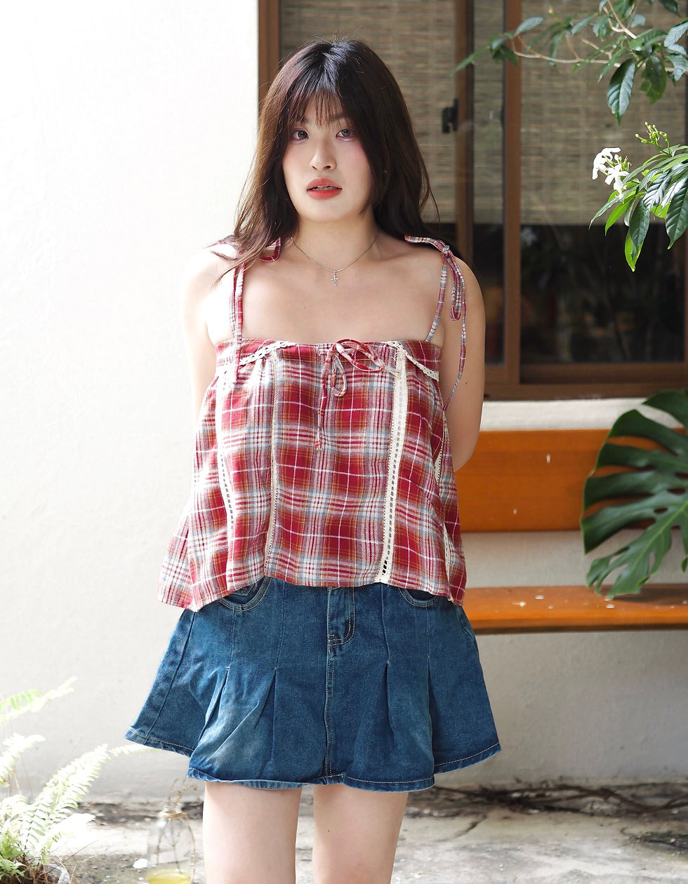 Thumbnail: Sydney Tennis Pleated Denim High Waist Skirt 