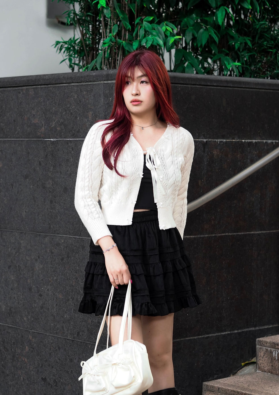 Thumbnail: Snow White Coquette Suede Skater Skirt (BLACK)