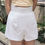 Thumbnail: Roseau Ruched Pleated Tailored Suit Shorts [WHITE]