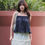Thumbnail: Flower Girl Bubble Shoestring Spag Top (DARK NAVY)
