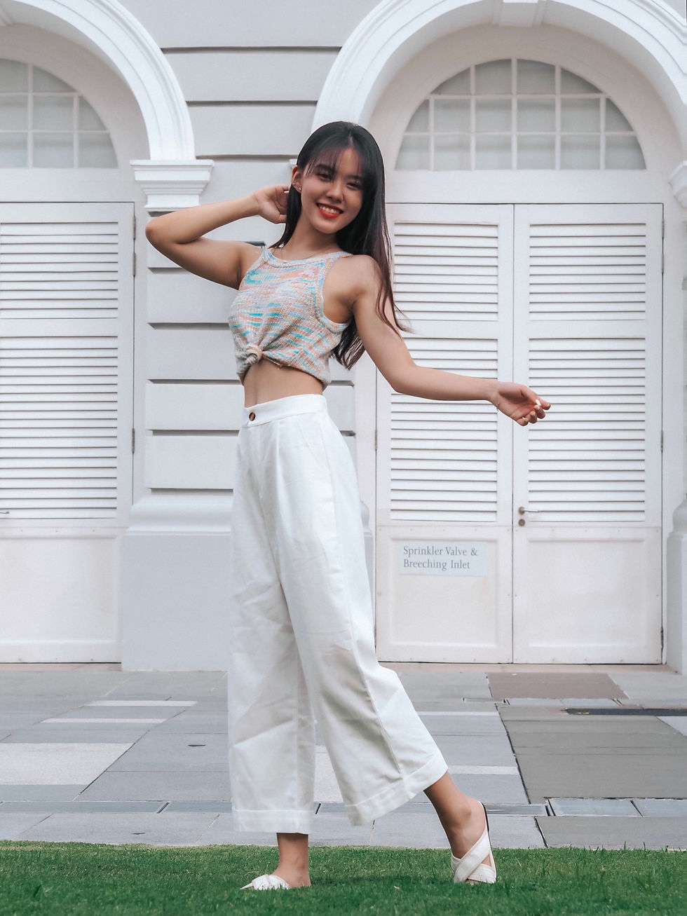 Thumbnail: Simple Musings Linen Cuffed Pants (WHITE)