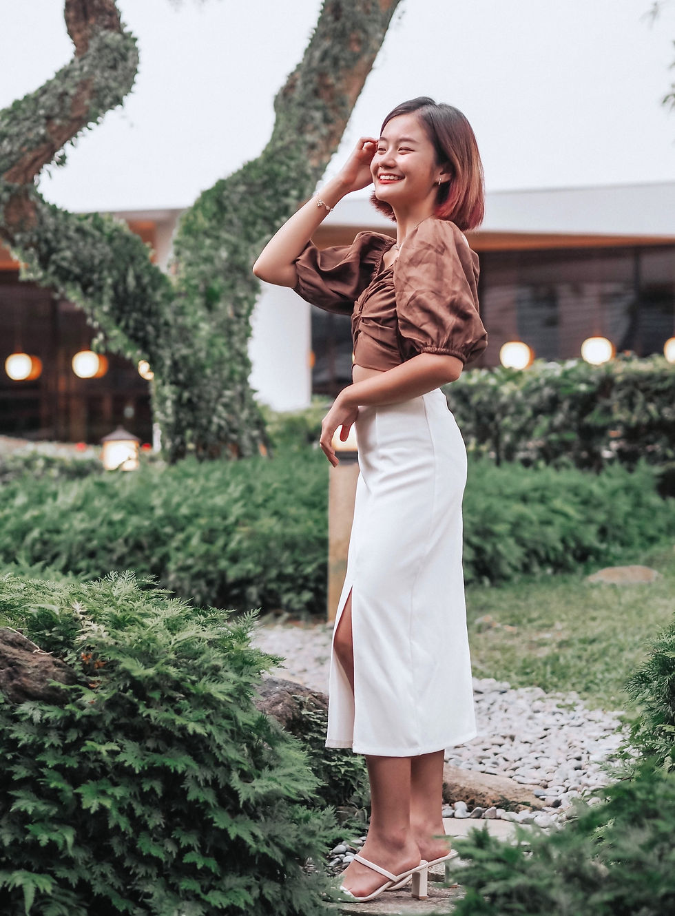 Thumbnail: Modern Heroines 2-Way Sweetheart Puffy Sleeves Top (WALNUT )