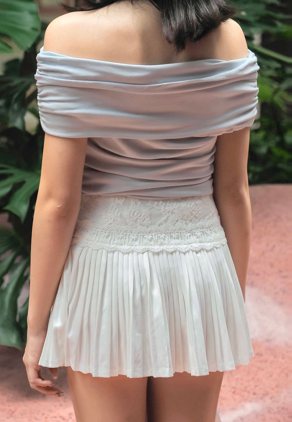 Thumbnail: Velvet Valentino Embroidered Lace Ribbon Pleated Skirt