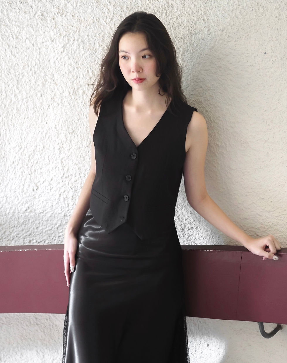 Thumbnail: [BUNDLE SET] Milano Waistcoat Vest Top x Shakespeare Satin Mesh Lace Skirt