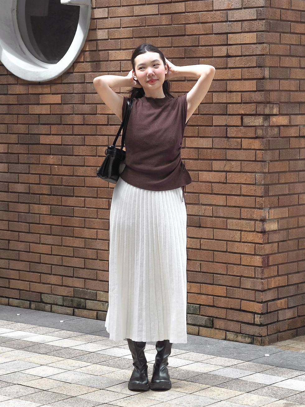 Thumbnail: Sagefield High Neck Assymmetrical Ruched Knit Top (BRUNETTE BROWN)