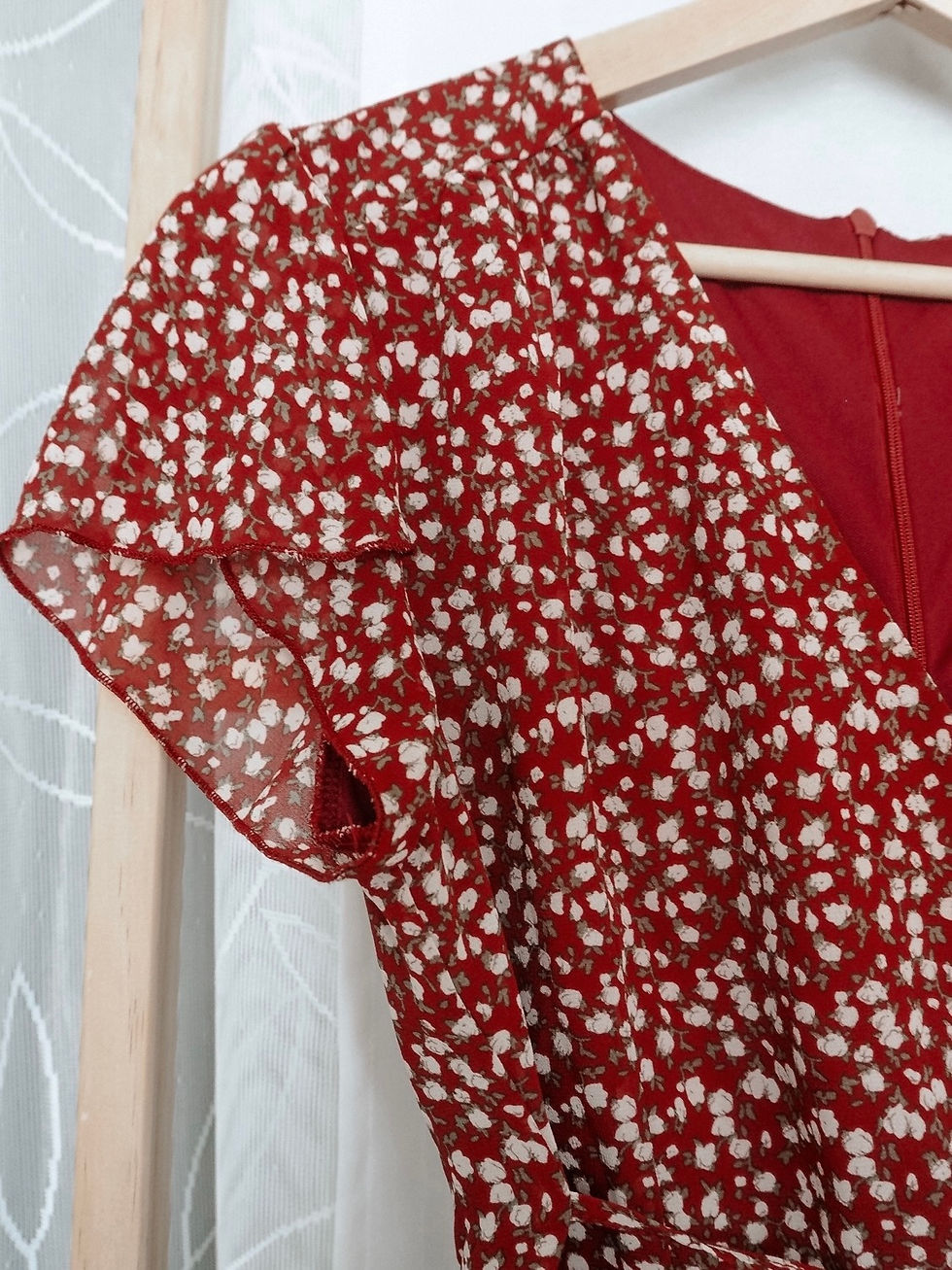 Thumbnail: La Vie En Rosé Floral Ribbon Wrap Skater Dress