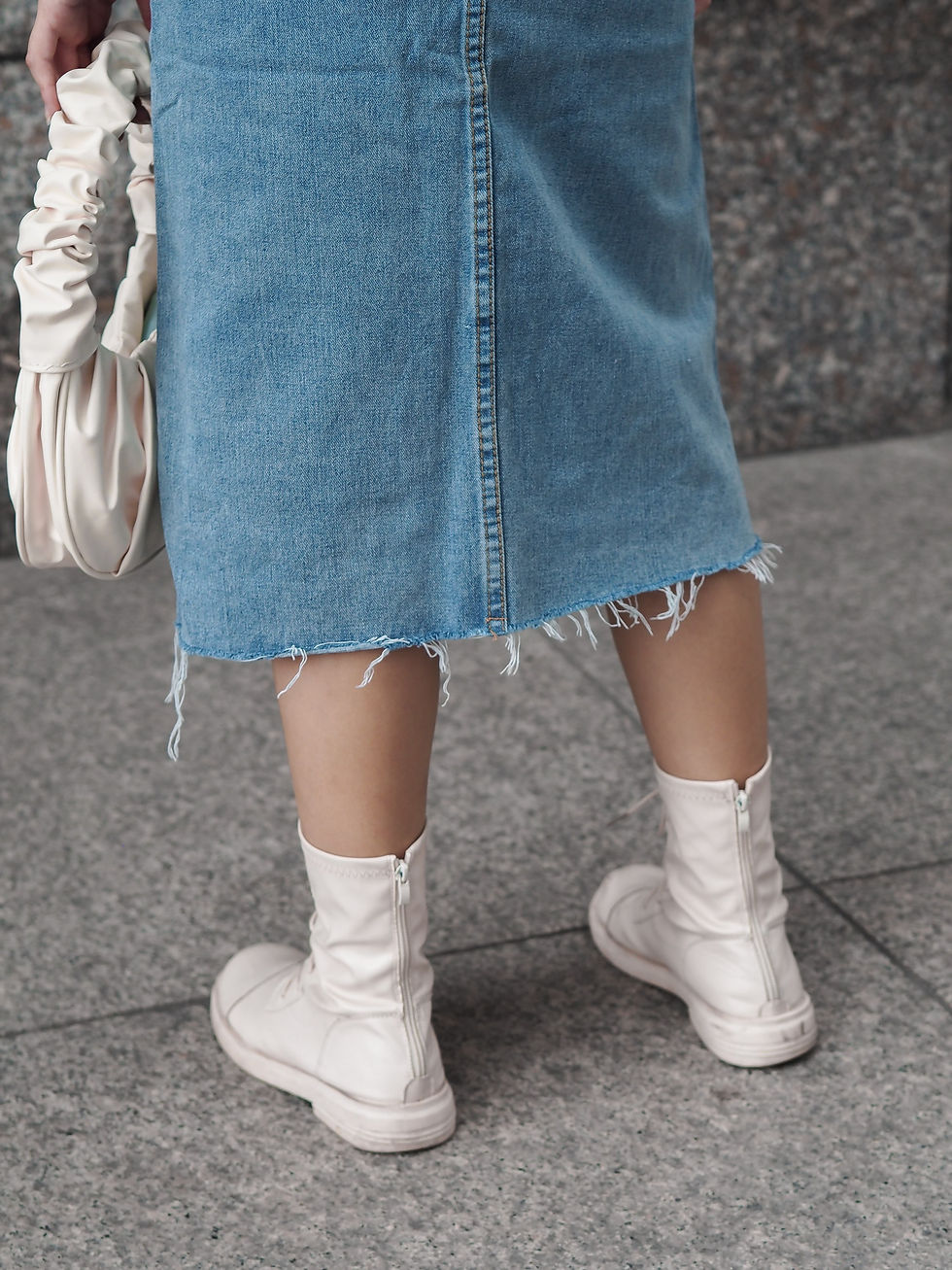 Thumbnail: Uptown Girl Button Down Side Silt Denim Midi Skirt
