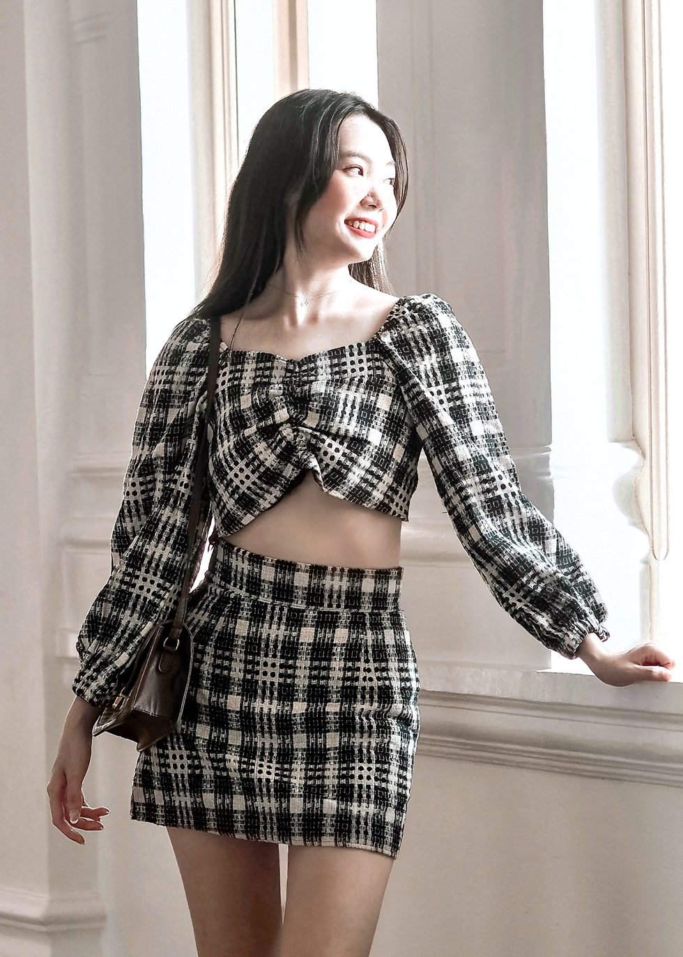 Thumbnail: Constantine B/W A-line Tweed Skirt