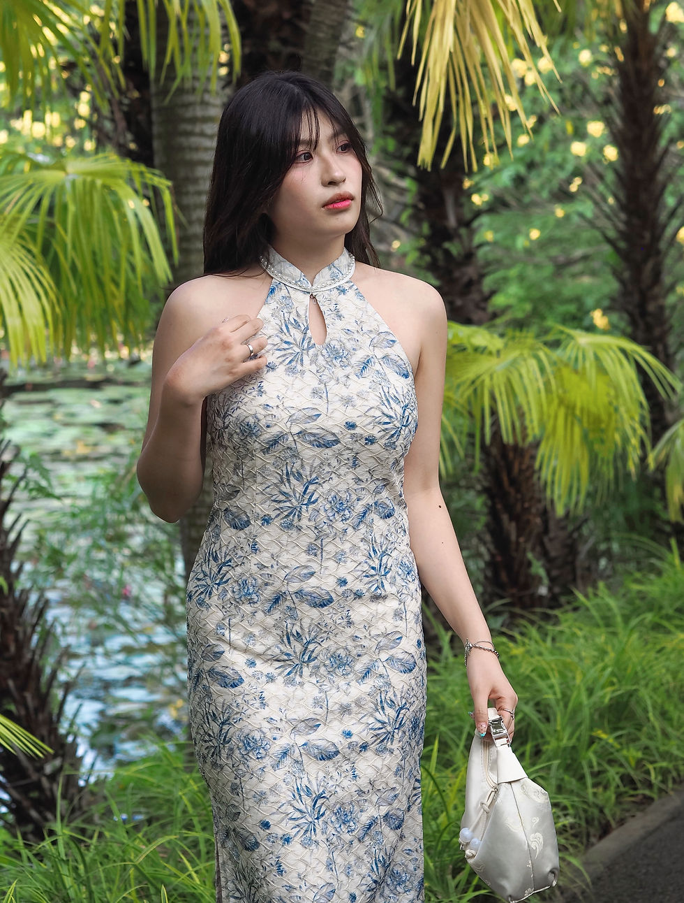 Thumbnail: [BUNDLE SET] 2 x REUNION Modern Qipao Pearl Halter Dress