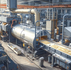 Máquina industrial em operação na fabricação de celulose.