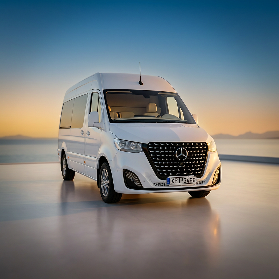 White Mercedes-Benz van for vip luxury transportation