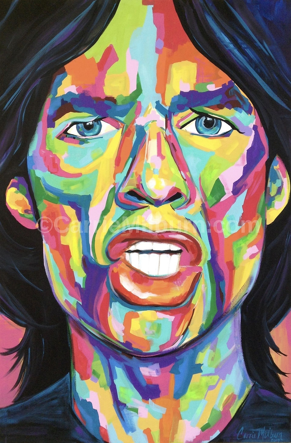 Original Mick Jagger painting by Snohomish artist Carrie Milburn