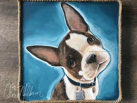 Custom Pet Portrait Paintings on Wood: Seattle Artist