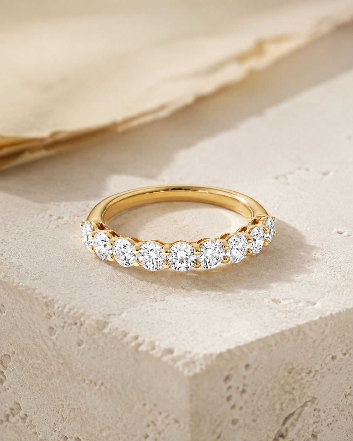 Keira Round Lab Diamond Wedding Band in yellow gold