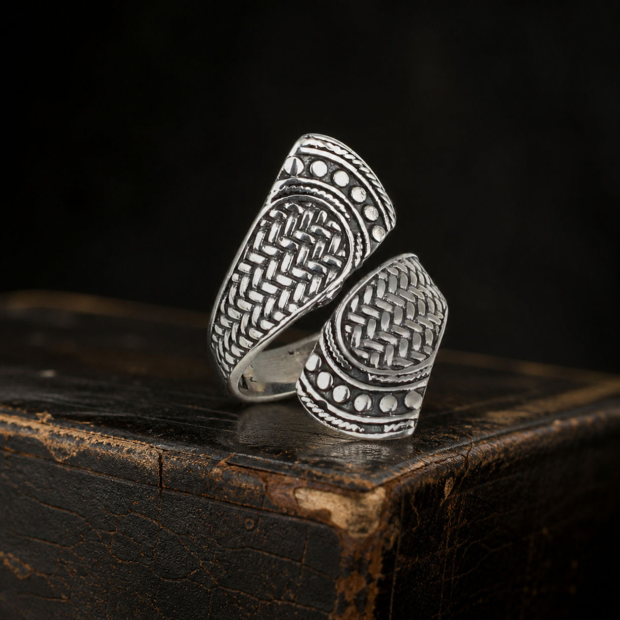 Women's Open Double Leaf Sterling Silver Ring