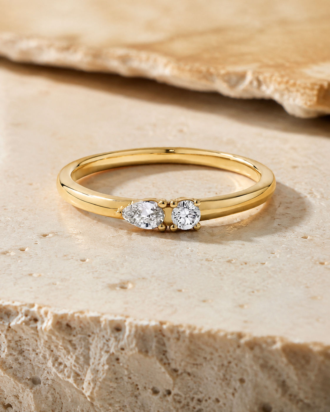 Coralie Lab Diamond Stacking Ring with two small stones