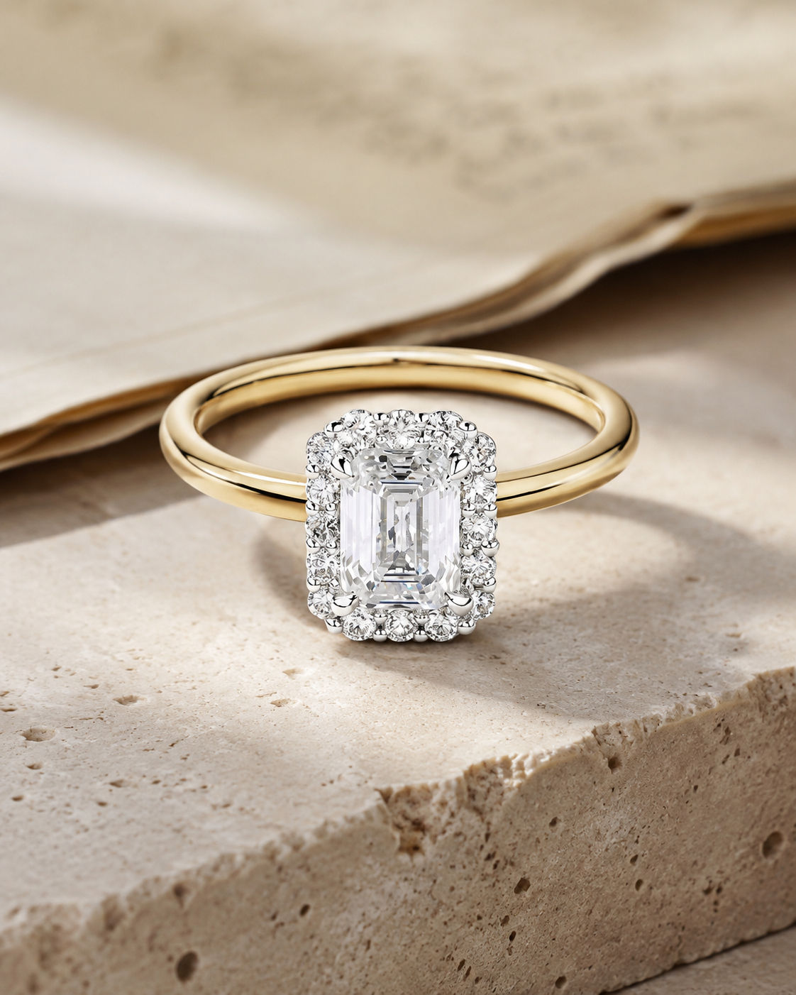 Ottilie Emerald Halo Lab Diamond Engagement Ring