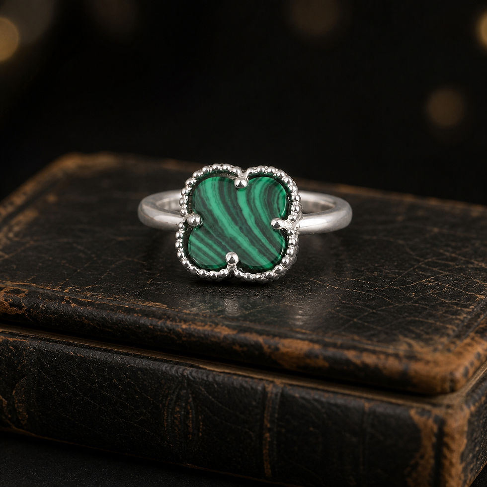 Women's Malachite Clover Sterling Silver Ring