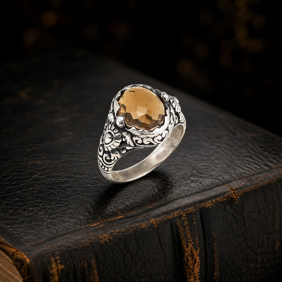 Women's Smoky Quartz Floral Sterling Silver Ring